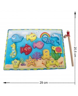 Hamaha Educational Wooden Toy Geometric Stringing String Fishing
