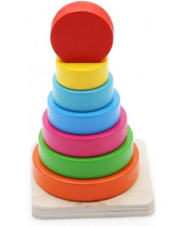 Hamaha Educational Wooden Toy Rainbow Round Balance Tower
