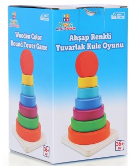 Hamaha Educational Wooden Toy Rainbow Round Balance Tower