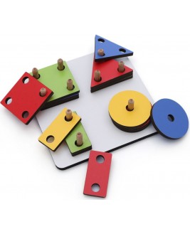  Hamaha Educational Wooden Toy Educational Square 4 Column Geometric Shape