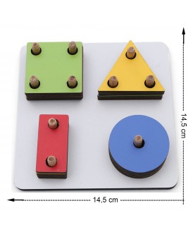 Hamaha Educational Wooden Toy Educational Square 4 Column Geometric Shape
