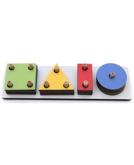 Hamaha Educational Wooden Toy 4 Piece Long Geometric Shape With Laser