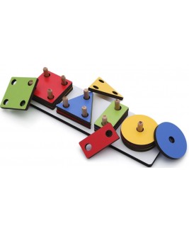 Hamaha Educational Wooden Toy 4 Piece Long Geometric Shape With Laser