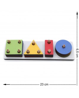 Hamaha Educational Wooden Toy 4 Piece Long Geometric Shape With Laser