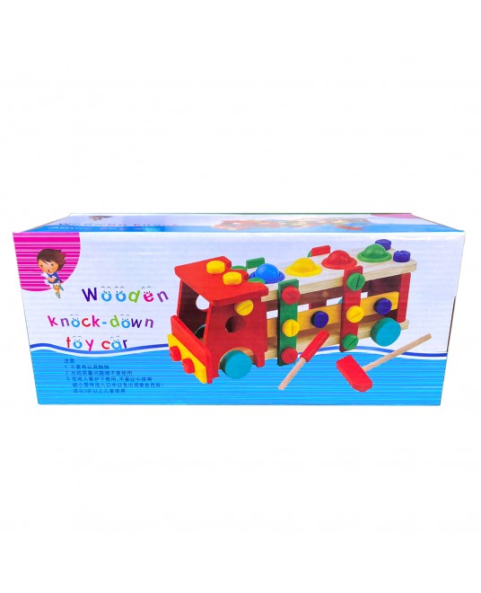 Hamaha Educational Wooden Toy Hammer & Screwdriver Strike Strike Truck