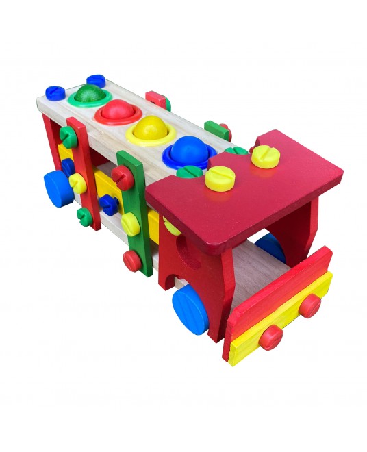 Hamaha Educational Wooden Toy Hammer & Screwdriver Strike Strike Truck