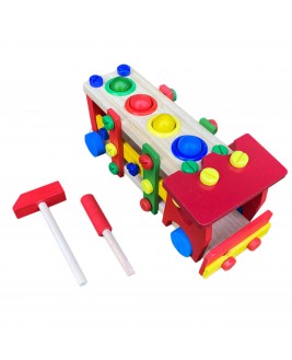 Hamaha Educational Wooden Toy Hammer & Screwdriver Strike Strike Truck