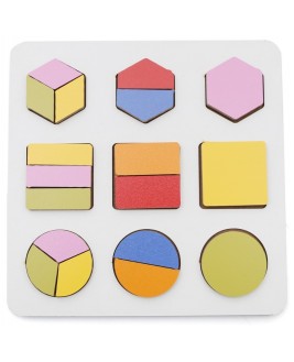 Hamaha Educational Wooden Toy Montessori Geometric 3 Line Shapes Play Set