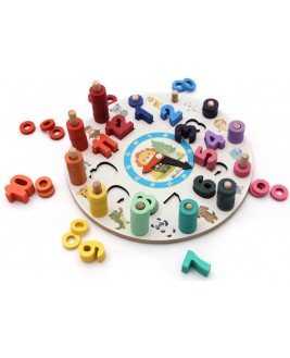 Hamaha Educational Wooden Toy Geometric Shaped Logarithmic Clock