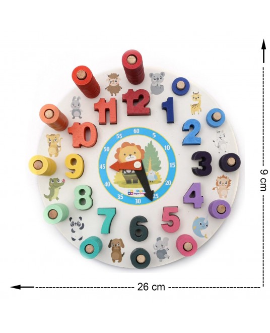 Hamaha Educational Wooden Toy Geometric Shaped Logarithmic Clock