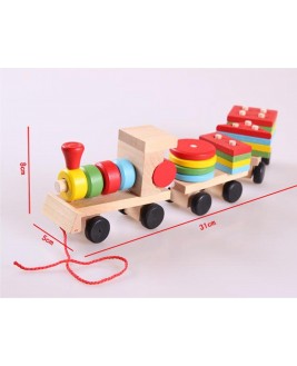 Hamaha Educational Wooden Toy Baby Geometric Train Set