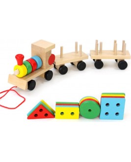 Hamaha Educational Wooden Toy Baby Geometric Train Set