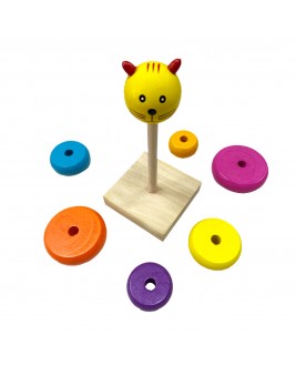 Hamaha Educational Wooden Toy Figured Tower Ring Stacking Game