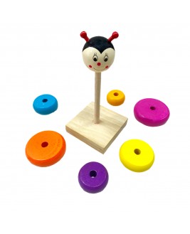 Hamaha Educational Wooden Toy Figured Tower Ring Stacking Game