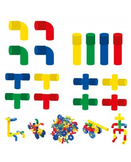 Hamaha Educational Wooden Toy 72 Pieces Hamko Pipe LEGO Set with Wheels
