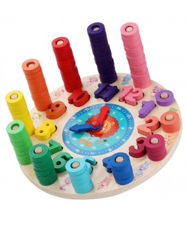 Hamaha Educational Wooden Toy Geometric Shaped Logarithmic Clock